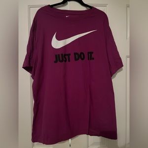 Nike Purple Graphic Tee with White Check and Black Just Do It